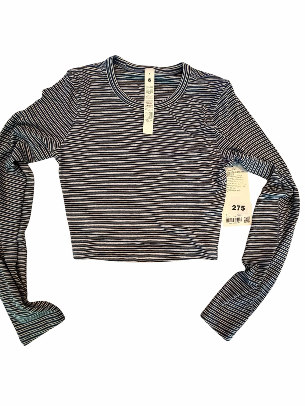 Lululemon hold tight Striped Long-Sleeve Crop Top - Navy/White